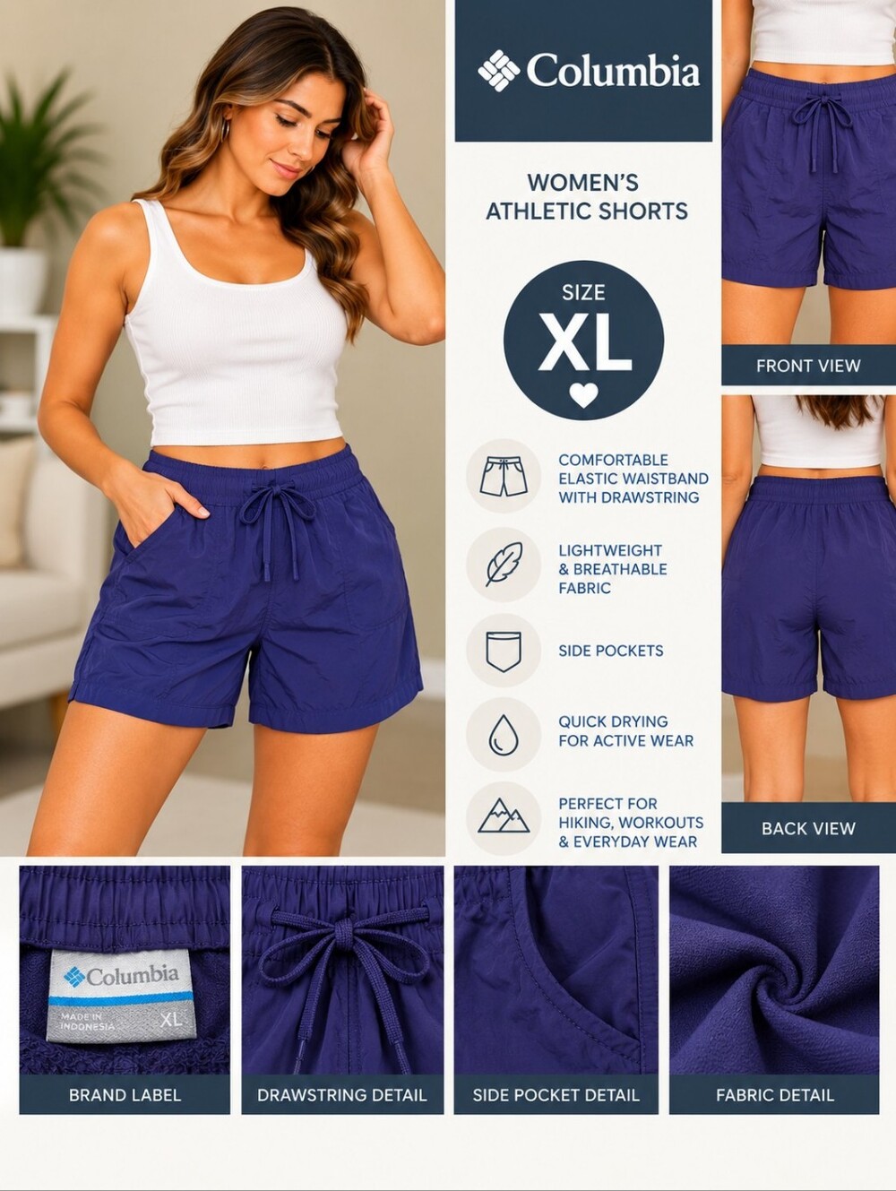 Columbia Women's XL purple athletic shorts #31